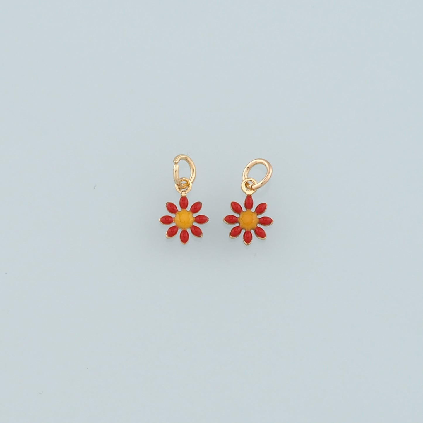 Gold Flower Charms,18K Gold Filled Flower Pendant,Enamel Flower Charm Bracelet Necklace for DIY Jewelry Making Supply