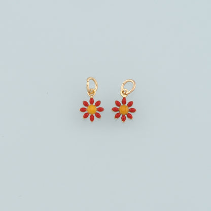 Gold Flower Charms,18K Gold Filled Flower Pendant,Enamel Flower Charm Bracelet Necklace for DIY Jewelry Making Supply