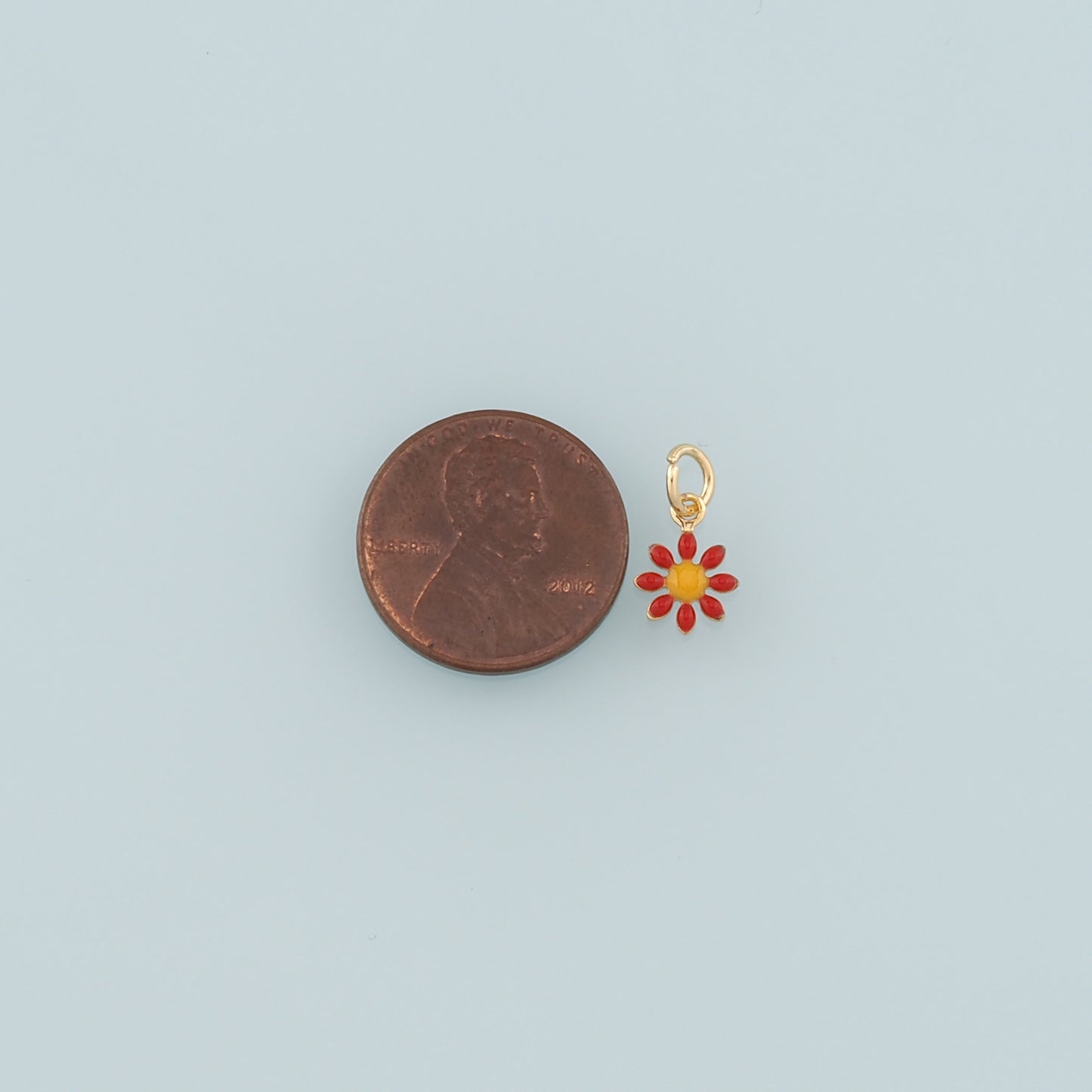 Gold Flower Charms,18K Gold Filled Flower Pendant,Enamel Flower Charm Bracelet Necklace for DIY Jewelry Making Supply