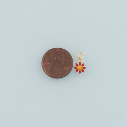 Gold Flower Charms,18K Gold Filled Flower Pendant,Enamel Flower Charm Bracelet Necklace for DIY Jewelry Making Supply