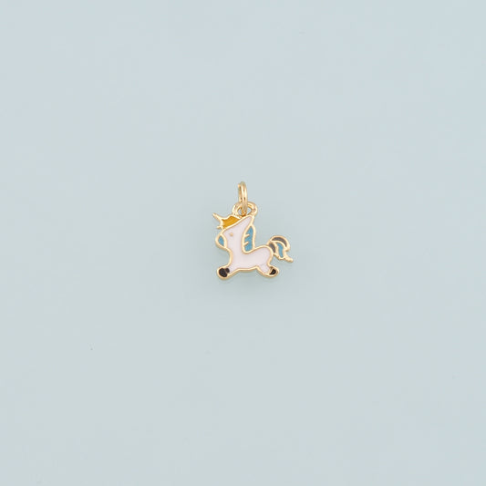Gold Unicorn Charms,18K Gold Filled Unicorn Pendant,Enamel Unicorn Charm Bracelet Necklace for DIY Jewelry Making Supply
