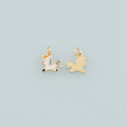 Gold Unicorn Charms,18K Gold Filled Unicorn Pendant,Enamel Unicorn Charm Bracelet Necklace for DIY Jewelry Making Supply