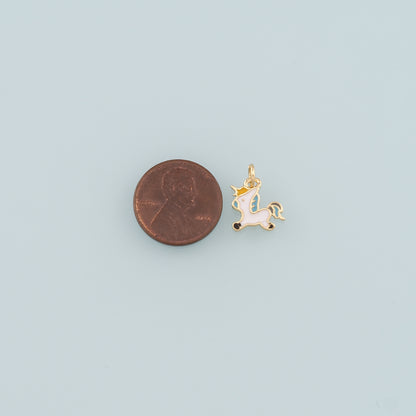 Gold Unicorn Charms,18K Gold Filled Unicorn Pendant,Enamel Unicorn Charm Bracelet Necklace for DIY Jewelry Making Supply