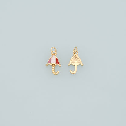Gold Umbrella Charms,18K Gold Filled Umbrella Pendant,Enamel Umbrella Charm Bracelet Necklace for DIY Jewelry Making Supply
