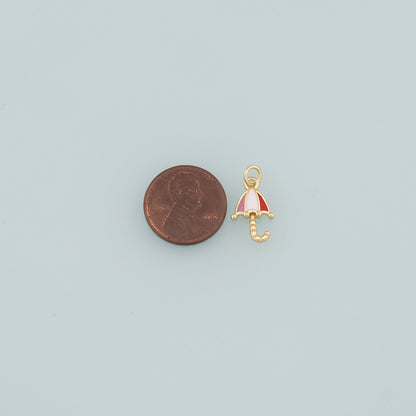 Gold Umbrella Charms,18K Gold Filled Umbrella Pendant,Enamel Umbrella Charm Bracelet Necklace for DIY Jewelry Making Supply