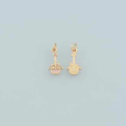 Gold Guitar Charms,18K Gold Filled Guitar Pendant,Enamel Guitar Charm Bracelet Necklace for DIY Jewelry Making Supply