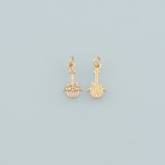Gold Guitar Charms,18K Gold Filled Guitar Pendant,Enamel Guitar Charm Bracelet Necklace for DIY Jewelry Making Supply