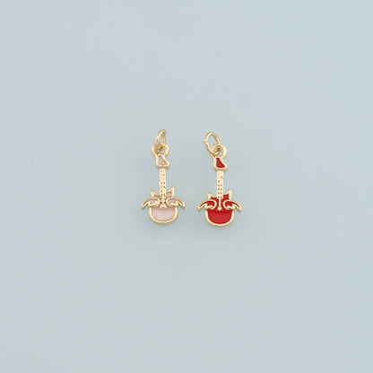 Gold Guitar Charms,18K Gold Filled Guitar Pendant,Enamel Guitar Charm Bracelet Necklace for DIY Jewelry Making Supply