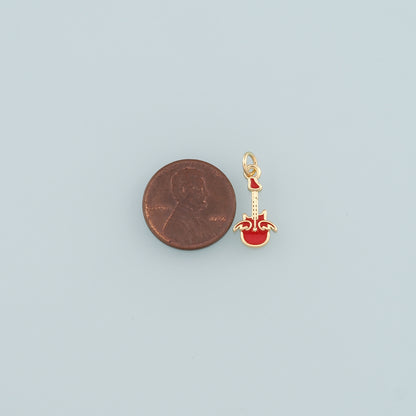 Gold Guitar Charms,18K Gold Filled Guitar Pendant,Enamel Guitar Charm Bracelet Necklace for DIY Jewelry Making Supply
