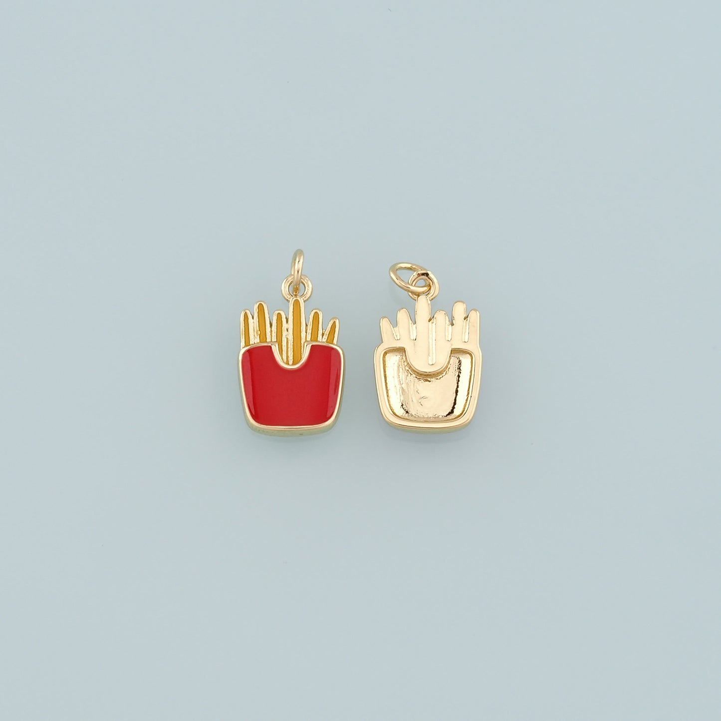 18K Gold Filled Fries Pendant,Enamel French Fries Charm Bracelet Necklace for DIY Jewelry Making Supply