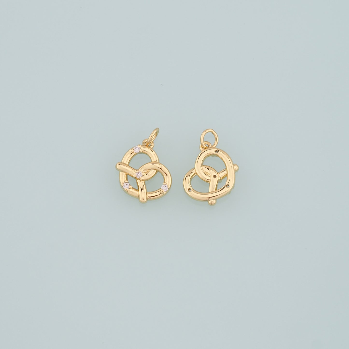 Gold Food Charms,18K Gold Filled Bread Pendant,CZ Micro Pave Bread Charm Bracelet Necklace for DIY Jewelry Making Supply
