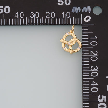 Gold Food Charms,18K Gold Filled Bread Pendant,CZ Micro Pave Bread Charm Bracelet Necklace for DIY Jewelry Making Supply