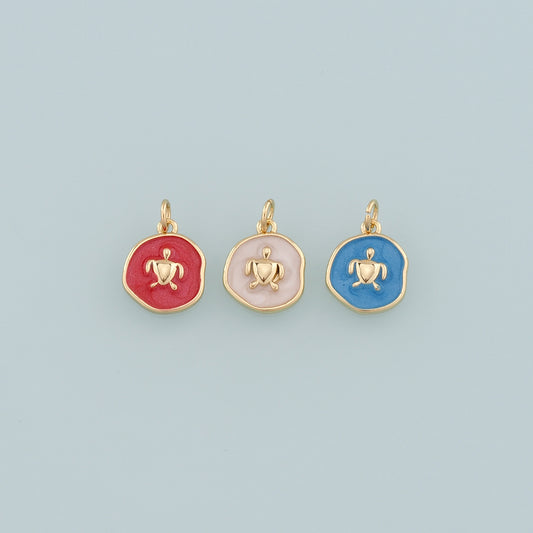 Gold Turtle Charms,18K Gold Filled Turtle Pendant,Enamel Turtle Charm Bracelet Necklace for DIY Jewelry Making Supply