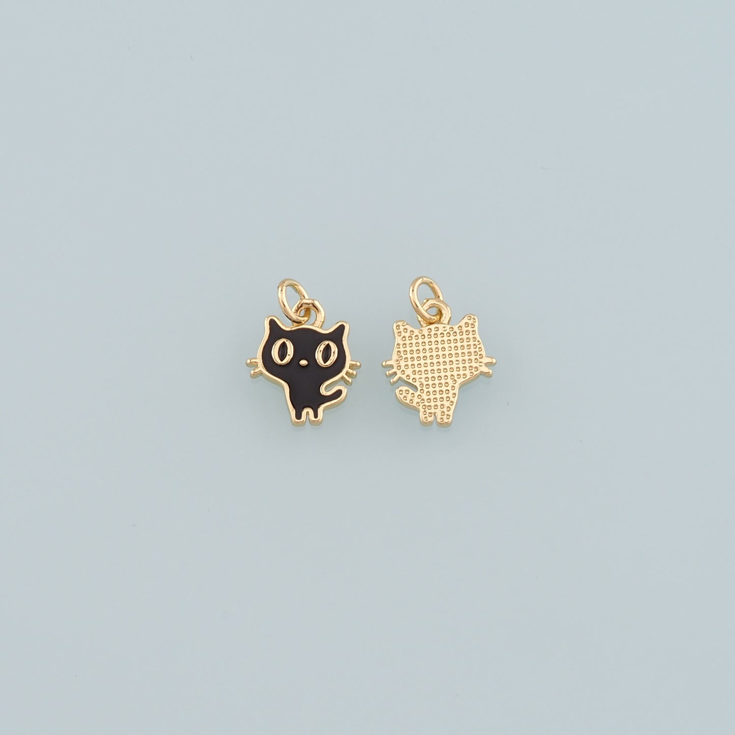 Gold Cat Charm,18K Gold Filled Cat Pendant,Enamel Animal Charm Bracelet Necklace for DIY Jewelry Making Supply
