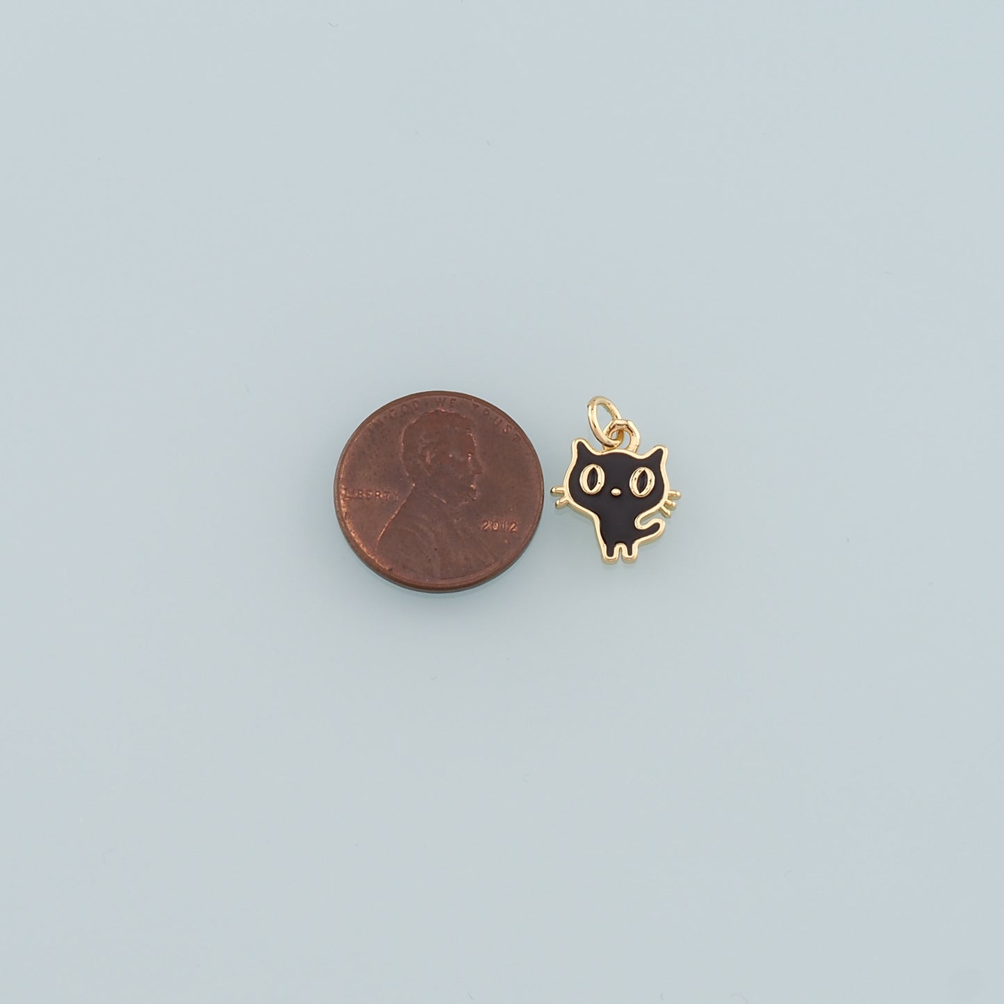 Gold Cat Charm,18K Gold Filled Cat Pendant,Enamel Animal Charm Bracelet Necklace for DIY Jewelry Making Supply