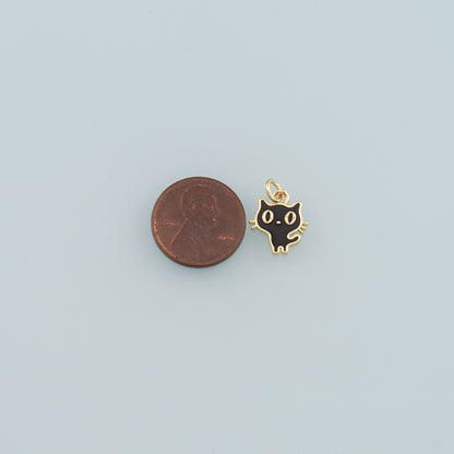 Gold Cat Charm,18K Gold Filled Cat Pendant,Enamel Animal Charm Bracelet Necklace for DIY Jewelry Making Supply