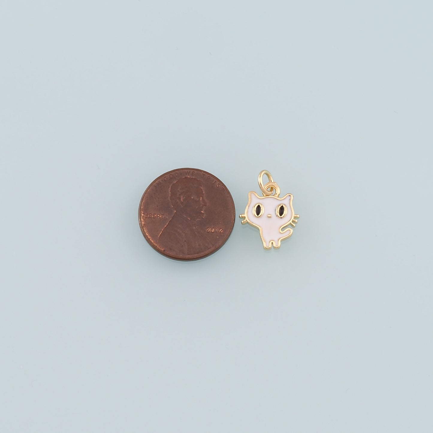 Gold Cat Charm,18K Gold Filled Cat Pendant,Enamel Animal Charm Bracelet Necklace for DIY Jewelry Making Supply