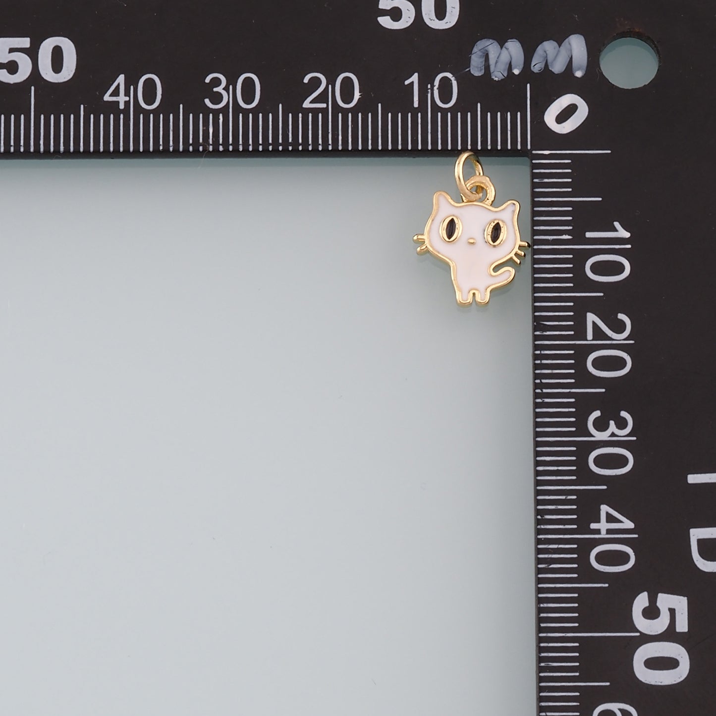 Gold Cat Charm,18K Gold Filled Cat Pendant,Enamel Animal Charm Bracelet Necklace for DIY Jewelry Making Supply