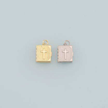 Gold Religion Charms,18K Gold Filled Cross Pendant,Openable Bible Charm Bracelet Necklace for DIY Jewelry Making Supply