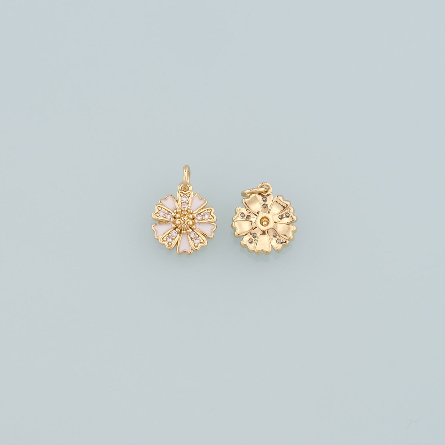 Gold Flower Charms,18K Gold Filled Flower Pendant,Enamel Flower Charm Bracelet Necklace for DIY Jewelry Making Supply