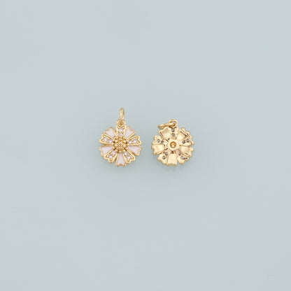 Gold Flower Charms,18K Gold Filled Flower Pendant,Enamel Flower Charm Bracelet Necklace for DIY Jewelry Making Supply
