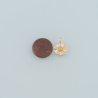 Gold Flower Charms,18K Gold Filled Flower Pendant,Enamel Flower Charm Bracelet Necklace for DIY Jewelry Making Supply