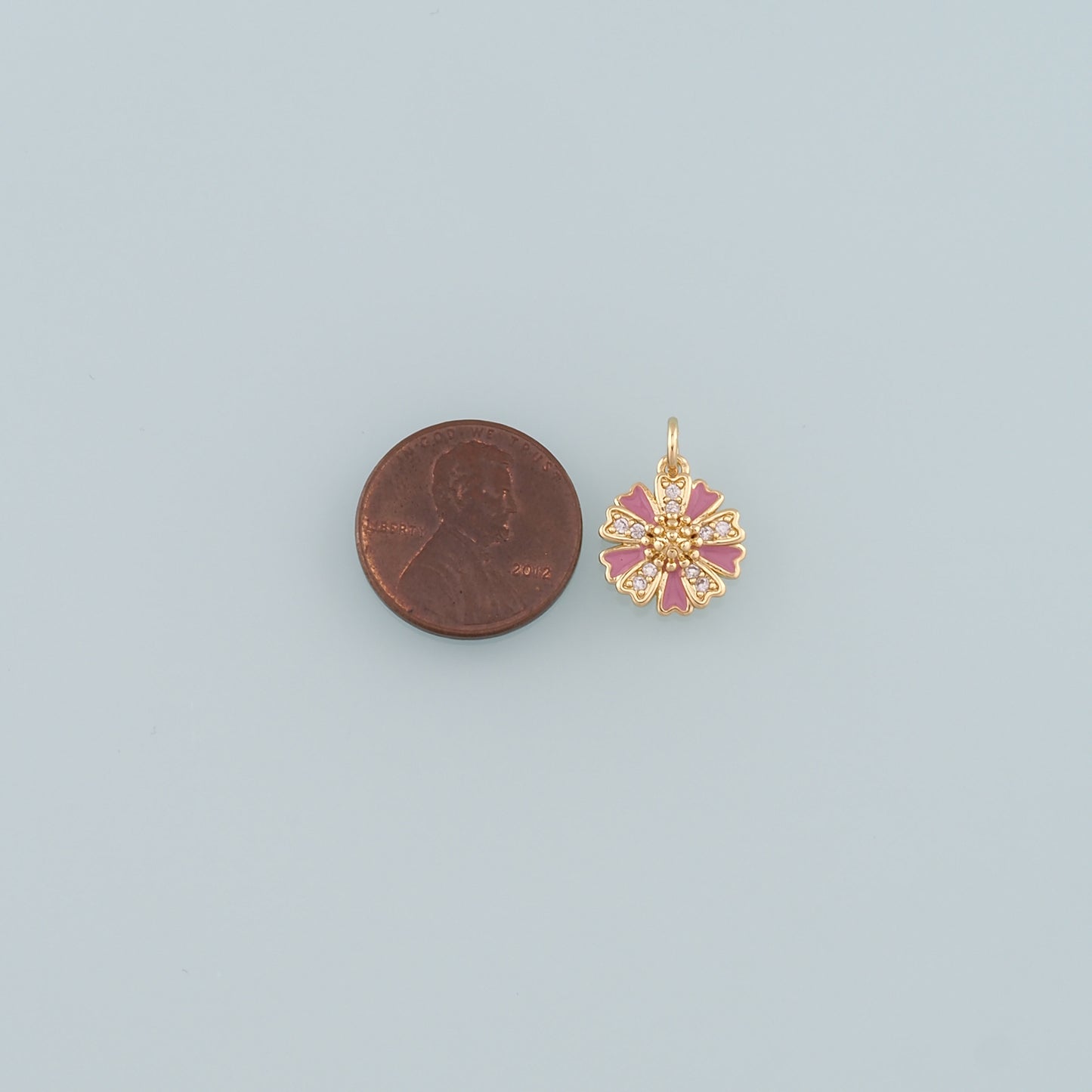 Gold Flower Charms,18K Gold Filled Flower Pendant,Enamel Flower Charm Bracelet Necklace for DIY Jewelry Making Supply