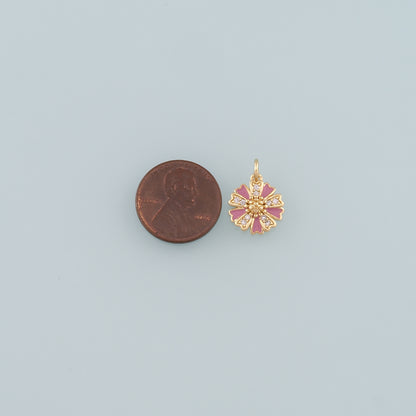 Gold Flower Charms,18K Gold Filled Flower Pendant,Enamel Flower Charm Bracelet Necklace for DIY Jewelry Making Supply