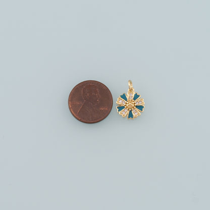 Gold Flower Charms,18K Gold Filled Flower Pendant,Enamel Flower Charm Bracelet Necklace for DIY Jewelry Making Supply