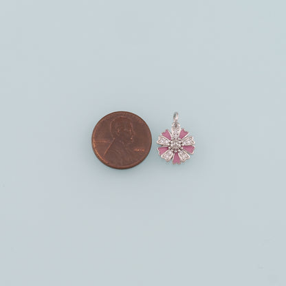 Gold Flower Charms,18K Gold Filled Flower Pendant,Enamel Flower Charm Bracelet Necklace for DIY Jewelry Making Supply