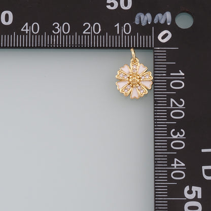 Gold Flower Charms,18K Gold Filled Flower Pendant,Enamel Flower Charm Bracelet Necklace for DIY Jewelry Making Supply