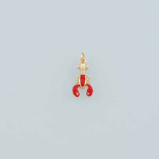 Cute Lobster Charms,18K Gold Filled Enamel Lobster Pendant,Kawaii Ocean Charm Bracelet Necklace for DIY Jewelry Making Supply