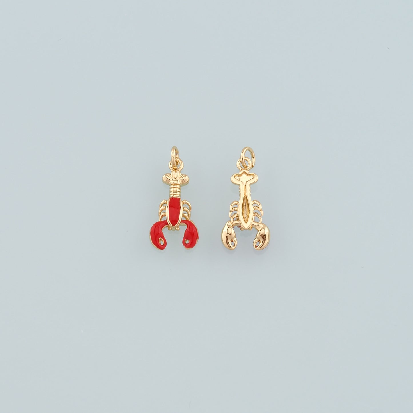 Cute Lobster Charms,18K Gold Filled Enamel Lobster Pendant,Kawaii Ocean Charm Bracelet Necklace for DIY Jewelry Making Supply