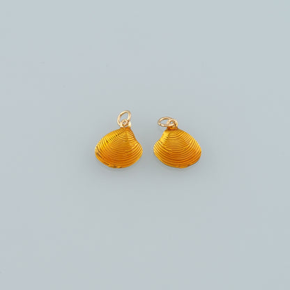 Gold Shell Charms,18K Gold Filled Scallop Pendant,Enamel Conch Shell Charm Bracelet Necklace for DIY Jewelry Making Supply
