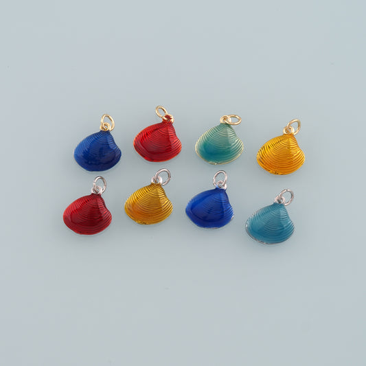 Gold Shell Charms,18K Gold Filled Scallop Pendant,Enamel Conch Shell Charm Bracelet Necklace for DIY Jewelry Making Supply