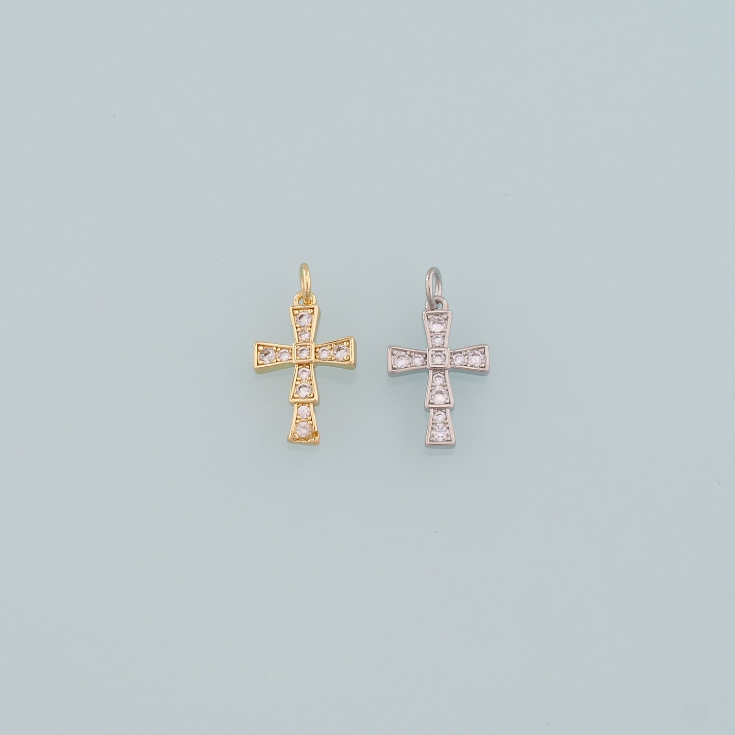 Gold Cross Charms,18K Gold Filled Cross Pendant,CZ Micro Pave Religion Charm Bracelet Necklace for DIY Jewelry Making Supply