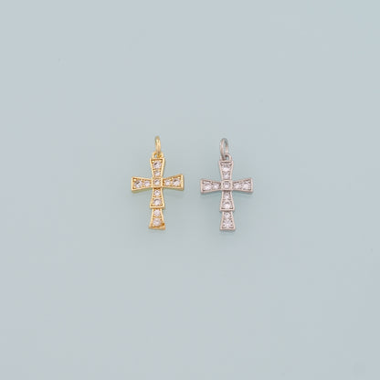 Gold Cross Charms,18K Gold Filled Cross Pendant,CZ Micro Pave Religion Charm Bracelet Necklace for DIY Jewelry Making Supply
