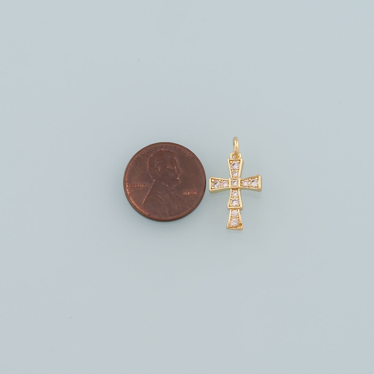 Gold Cross Charms,18K Gold Filled Cross Pendant,CZ Micro Pave Religion Charm Bracelet Necklace for DIY Jewelry Making Supply