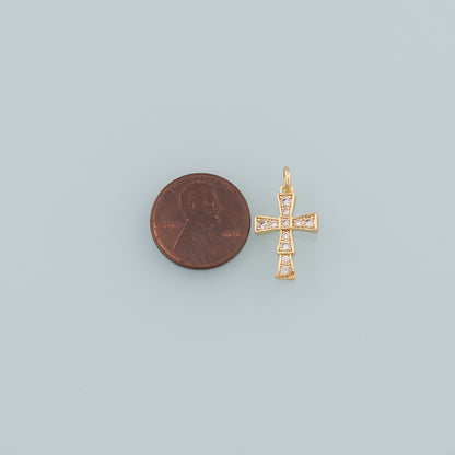 Gold Cross Charms,18K Gold Filled Cross Pendant,CZ Micro Pave Religion Charm Bracelet Necklace for DIY Jewelry Making Supply