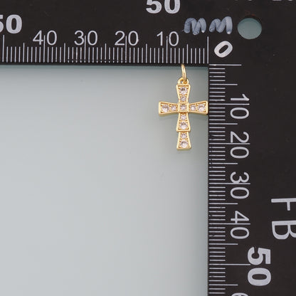 Gold Cross Charms,18K Gold Filled Cross Pendant,CZ Micro Pave Religion Charm Bracelet Necklace for DIY Jewelry Making Supply