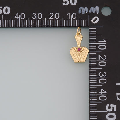 18K Gold Filled Vase Pendant,CZ Micro Pave Vase Charm Bracelet Necklace for DIY Jewelry Making Supply