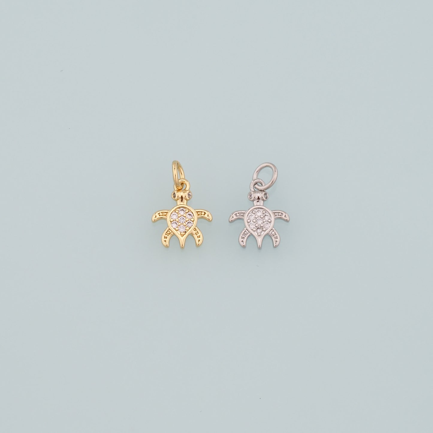 Gold Turtle Charms,18K Gold Filled Turtle Pendant,CZ Micro Pave Turtle Charm Bracelet Necklace for DIY Jewelry Making Supply