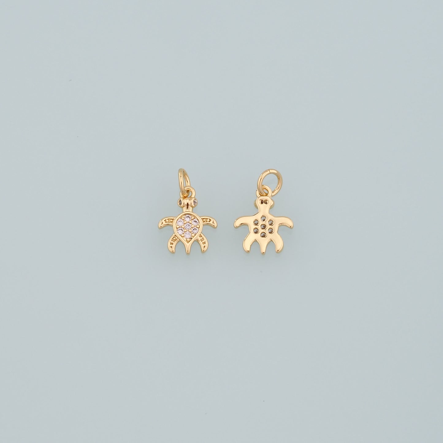 Gold Turtle Charms,18K Gold Filled Turtle Pendant,CZ Micro Pave Turtle Charm Bracelet Necklace for DIY Jewelry Making Supply