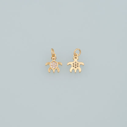 Gold Turtle Charms,18K Gold Filled Turtle Pendant,CZ Micro Pave Turtle Charm Bracelet Necklace for DIY Jewelry Making Supply