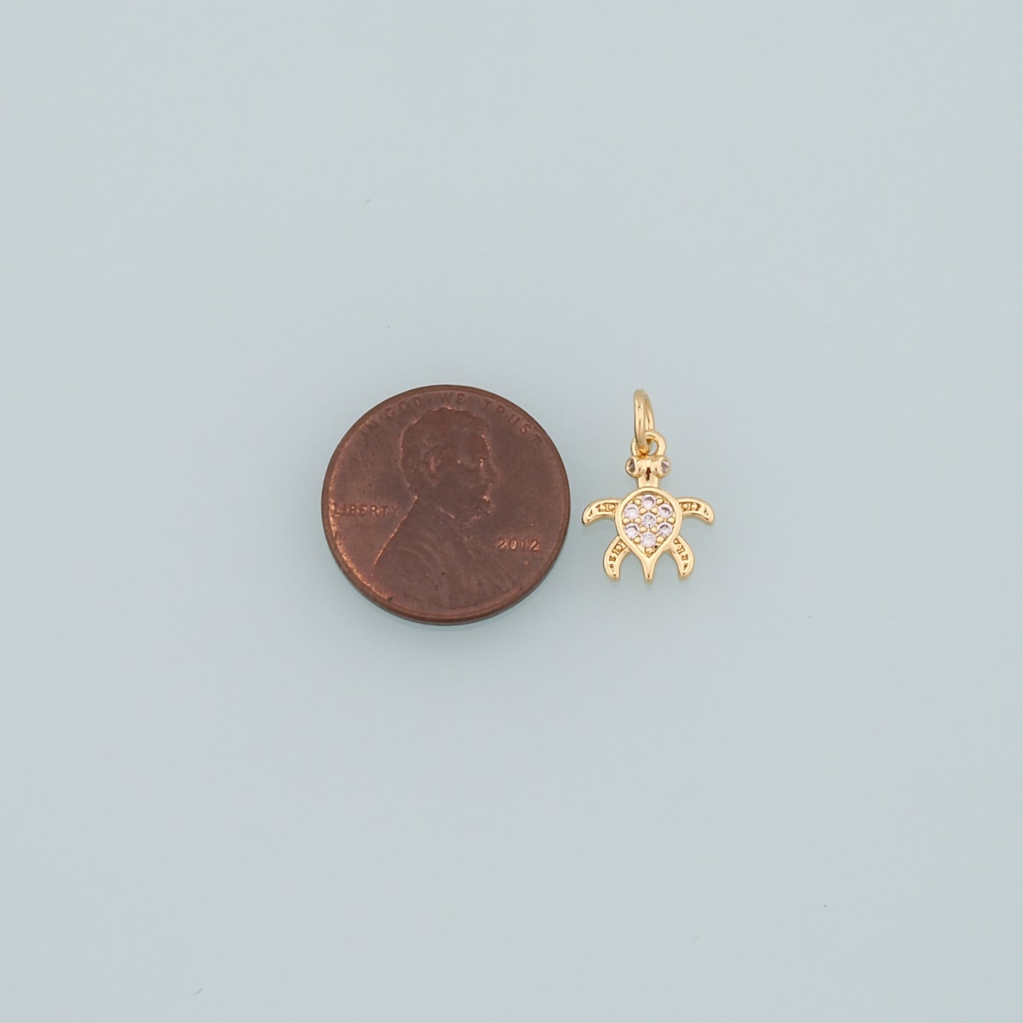 Gold Turtle Charms,18K Gold Filled Turtle Pendant,CZ Micro Pave Turtle Charm Bracelet Necklace for DIY Jewelry Making Supply