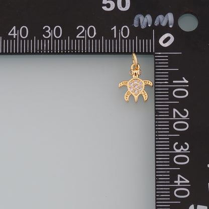 Gold Turtle Charms,18K Gold Filled Turtle Pendant,CZ Micro Pave Turtle Charm Bracelet Necklace for DIY Jewelry Making Supply