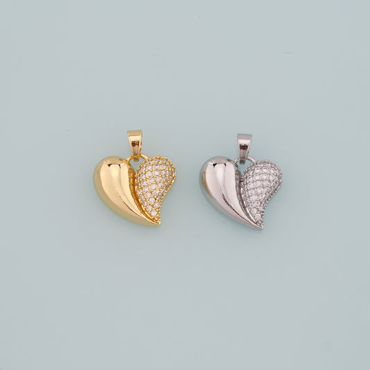 Gold Heart Charms,18K Gold Filled Heart Pendant,CZ Micro Pave Heart Charm Bracelet Necklace for DIY Jewelry Making Supply