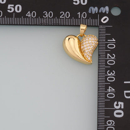 Gold Heart Charms,18K Gold Filled Heart Pendant,CZ Micro Pave Heart Charm Bracelet Necklace for DIY Jewelry Making Supply