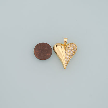 Gold Heart Charms,18K Gold Filled Heart Pendant,CZ Micro Pave Heart Charm Bracelet Necklace for DIY Jewelry Making Supply