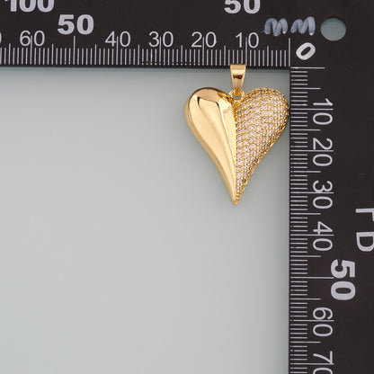 Gold Heart Charms,18K Gold Filled Heart Pendant,CZ Micro Pave Heart Charm Bracelet Necklace for DIY Jewelry Making Supply
